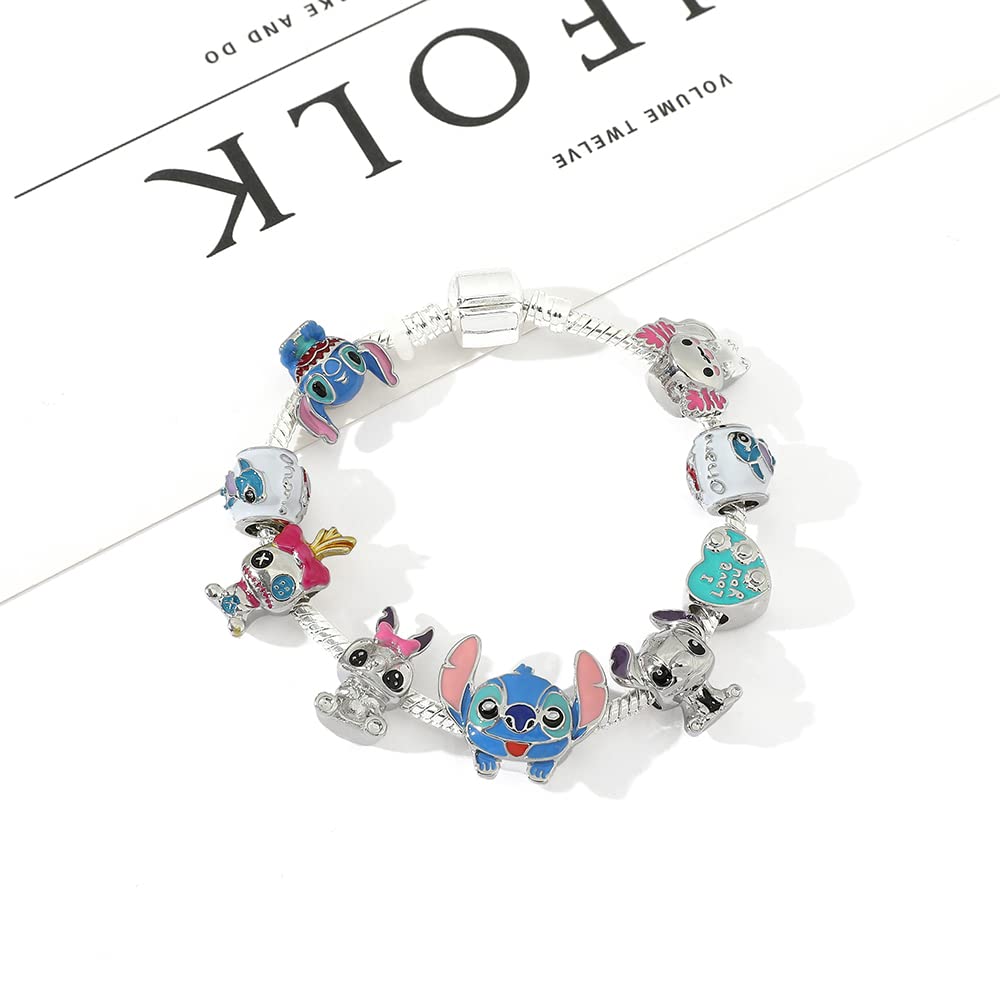 Ohana Means Family Stitch Bracelet - Charms Gift Ohana Jewelry for Women Boys Girls Stitch Lover (7.48in)