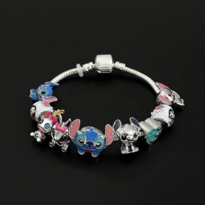 Ohana Means Family Stitch Bracelet - Charms Gift Ohana Jewelry for Women Boys Girls Stitch Lover (7.48in)