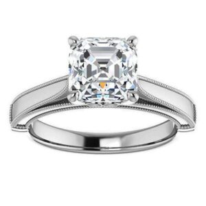 JEWELERYN 1 CT Asscher Moissanite Engagement Ring Set, Wedding Bridal Ring Set, Diamond Ring Set, VVS1 Colorless Moissanite Engagement Rings for Women, Promise Ring for Her (11)