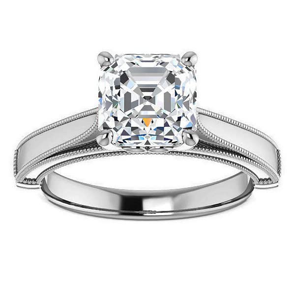 JEWELERYN 1 CT Asscher Moissanite Engagement Ring Set, Wedding Bridal Ring Set, Diamond Ring Set, VVS1 Colorless Moissanite Engagement Rings for Women, Promise Ring for Her (11)