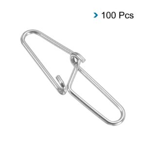 PATIKIL Duo-Lock Snaps, 100 Pack 88LBS Stainless Swivel Slid Rings Fishing Tackle Kit for Saltwater Freshwater, Silver