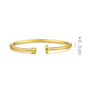 CHOW SANG SANG Dazzling Mirror Gold 999.9 24K Solid Gold Price-by-Weight Gold Simple Screw Polished-Finished Stacklable Cuff Bangle for Women 93371K