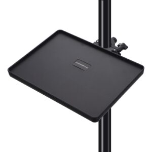 milisten microphone stand tray holder, microphone clamp on rack tray, microphone stand clamp- on utility shelf, universal sound card tray for live streaming, karaoke, recording, 9x6.5inch