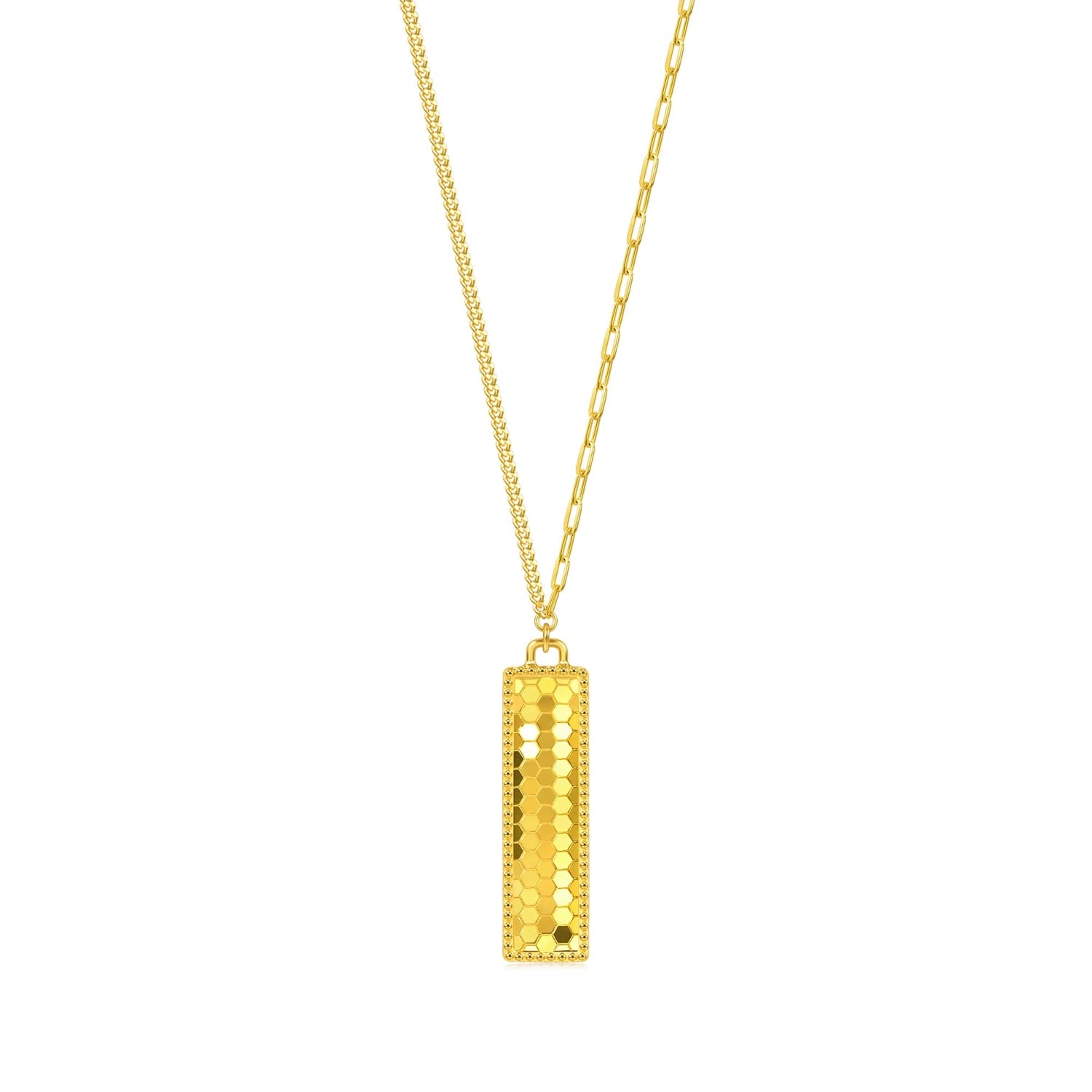 CHOW SANG SANG Dazzling Mirror Gold 999.9 24K Solid Gold Price-by-Weight Gold Simple Rectangle Necklace for Women 93401N (Approx. 0.22tael (~8.23g), 18.5", (47 CM))