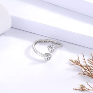 Sterling Silver Heart Cubic Zirconia Adjustable Ring Always Mother/ Daughter/ Sister Forever Friend Ring Supporting Jewelry Gifts for Mother Daughter Sister, 925 Sterling silver, Cubic Zirconia