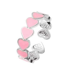 statement and stacking for women teen girls y2k-aesthetic jewelry ring women heart love opening ring jewelry adjustable fashionable y engagement promise wedding bands ring (pink, one size)