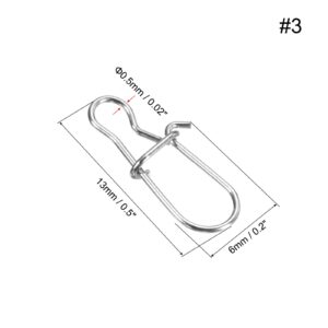 PATIKIL Fishing Snaps, 200 Pack 24LBS Stainless Swivel Tackle Kit Fishing Clips Lure for Saltwater Freshwater, Silver