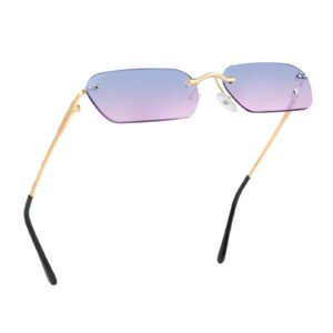 feisedy rimless sunglasses y2k sunglasses retro small narrow clear eyewear vintage rectangle sunglasses for women men b2643