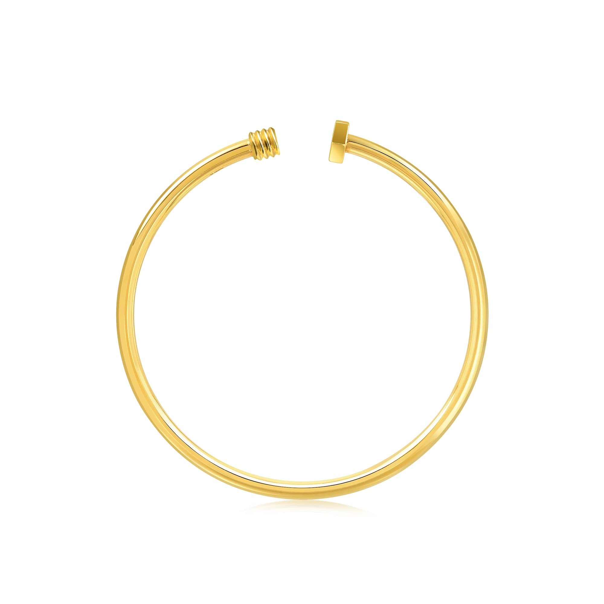 CHOW SANG SANG Dazzling Mirror Gold 999.9 24K Solid Gold Price-by-Weight Gold Simple Screw Polished-Finished Stacklable Cuff Bangle for Women 93371K