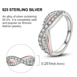 NARMO 925 Sterling Silver Rings for Women Endless Love Entwined Cubic Zirconia Ring Line Rings Wedding Band Rings (8)