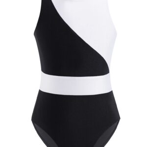 Freebily Sleeveless Gymnastics Leotard for Girls Color Block Ballet Dance Bodysuit Sports Unitard Training Outfit Swimwear Black&White 16 Years