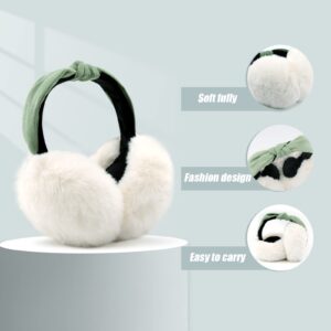 FSTEOE Women Winter Ear Muffs Foldable Girl Ear Warmer Fashion Furry Earmuff Soft Ear Cover Cold Weather (A-Khaki)