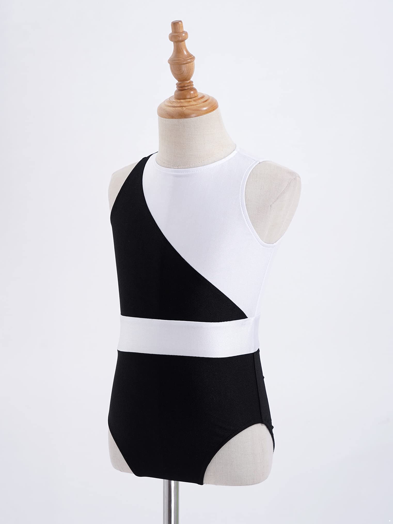 Freebily Sleeveless Gymnastics Leotard for Girls Color Block Ballet Dance Bodysuit Sports Unitard Training Outfit Swimwear Black&White 16 Years