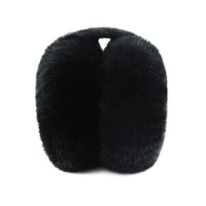 fsteoe women winter ear muffs foldable girl ear warmer fashion furry earmuff soft ear cover cold weather (k-black)