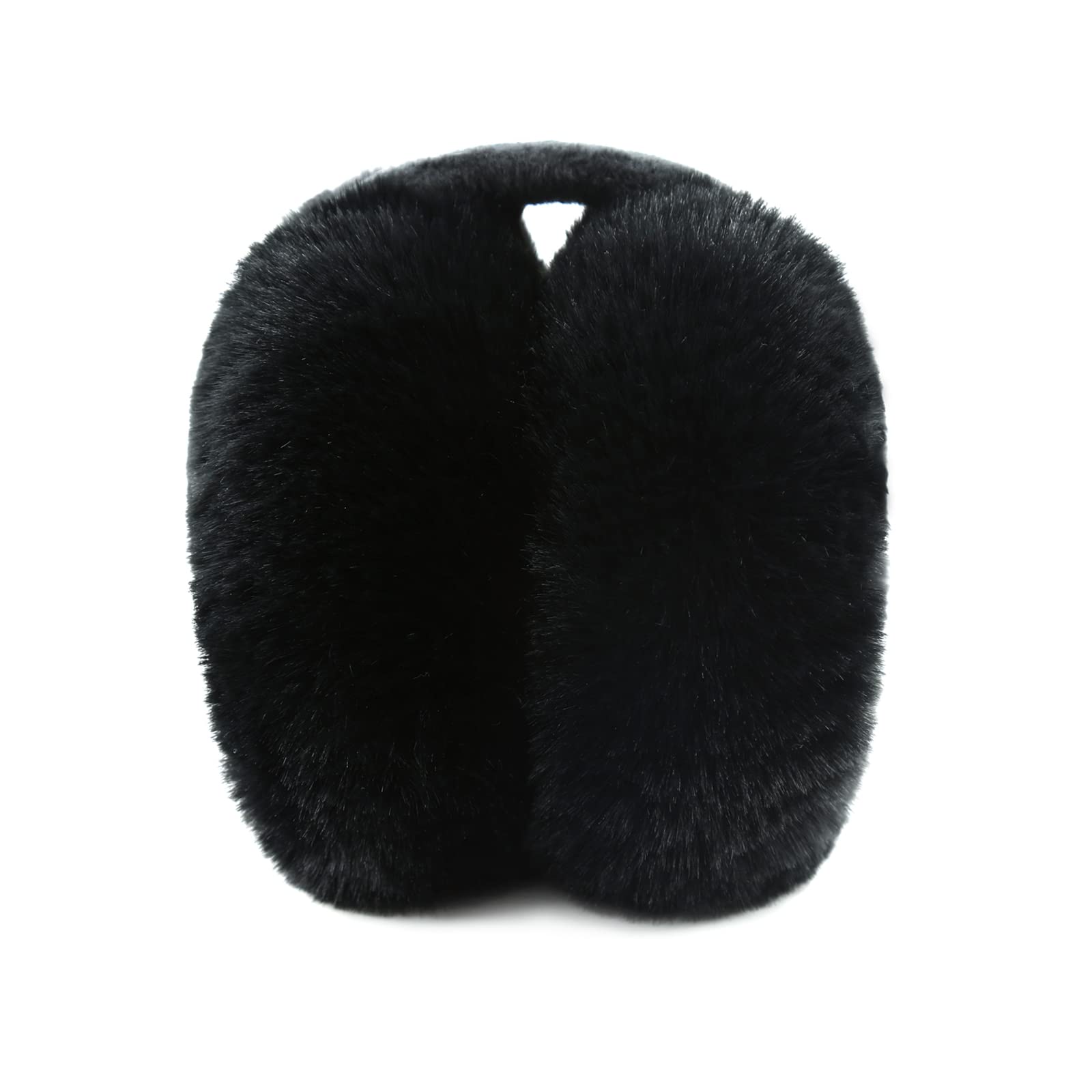 FSTEOE Women Winter Ear Muffs Foldable Girl Ear Warmer Fashion Furry Earmuff Soft Ear Cover Cold Weather (K-Black)