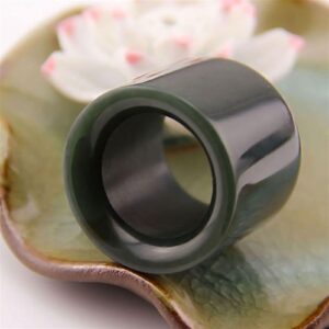 LSCZSLYH Natural Hetian Qingyu Diameter 22-23mm Thumb Ring Jade Ring Jewelry Fine Jewelry Engraving Lucky Men and Women Rings Jewelry (Gem Color : 22-23mm Diameter)