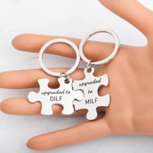 MAOFAED New Mom New Dad Gift Couple Gift New Parent Gift Ungraded To Dilf Ungraded To Milf Keychain Pregnancy Gift (ungraded dilf milf)