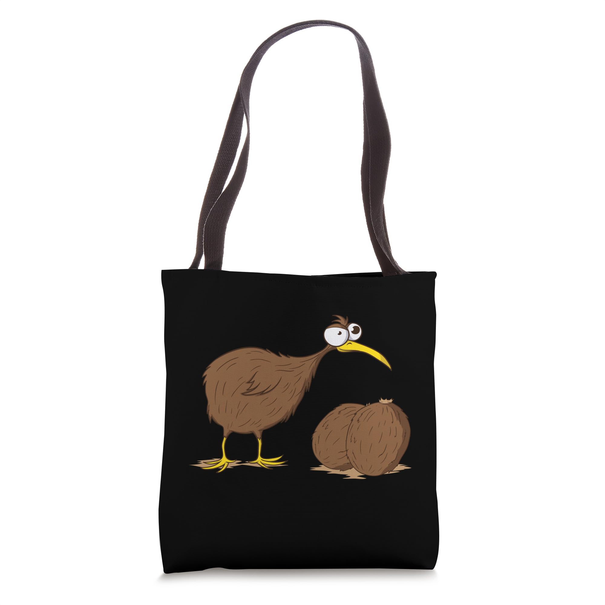 Crazy Kiwi Bird next to two Kiwi Fruits Tote Bag