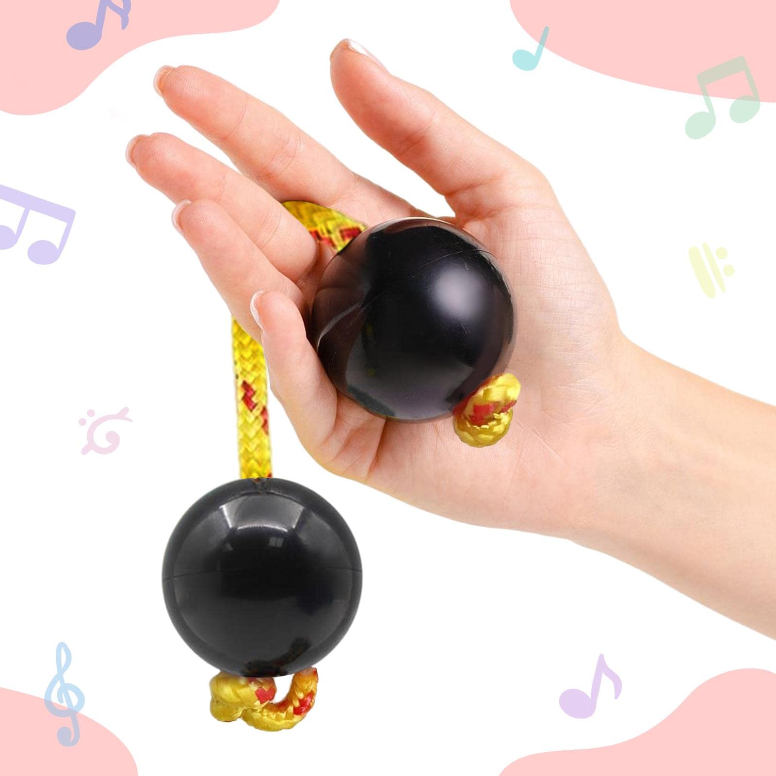 TOOYFUL Rhythmic Ball,Music Egg Shaker Double Gourd Percussion,Kashaka Instrument,Musical Fingertip Ball Drum Ball,African Shaker Rattle