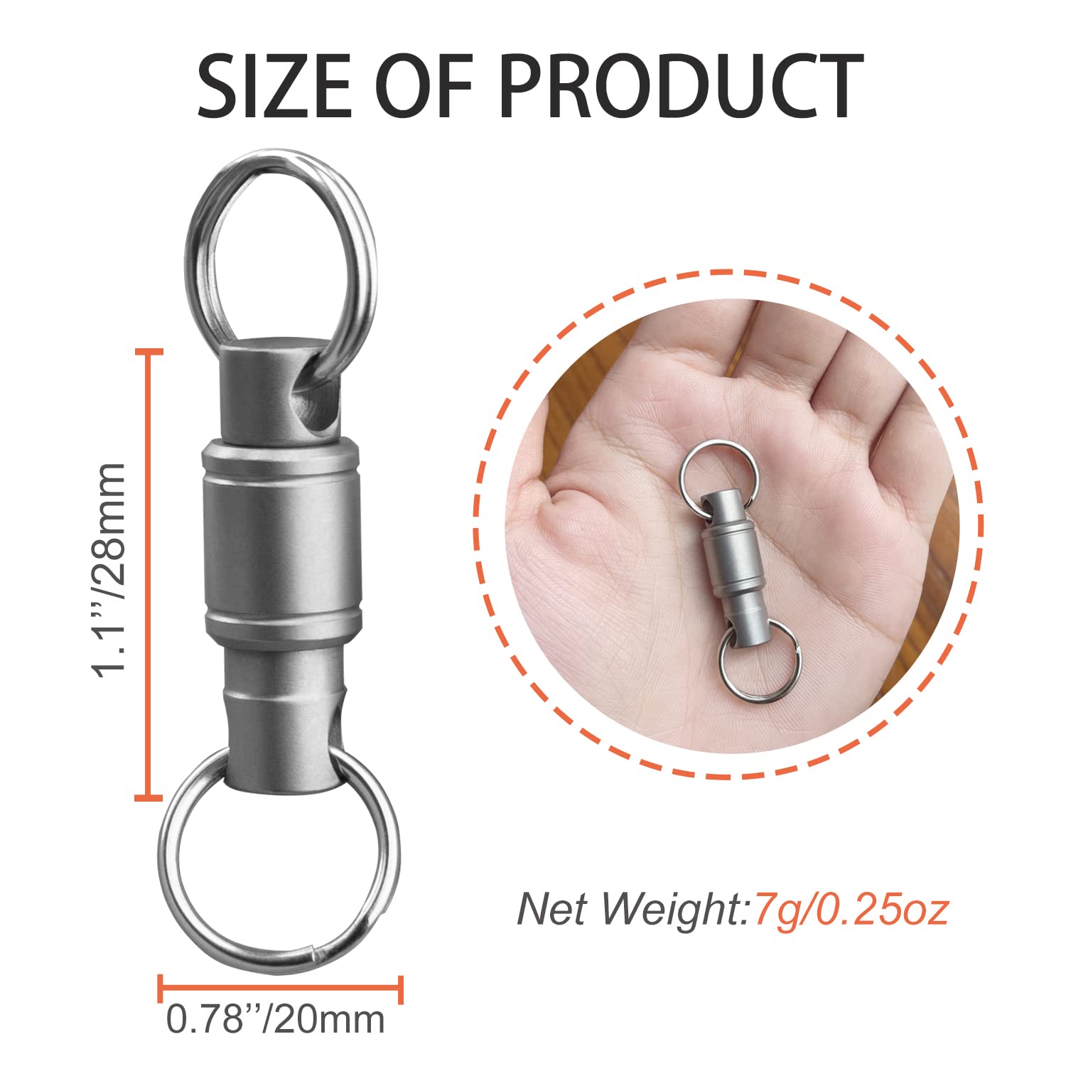 Autuveen Titanium Quick Release Keychain,Detachable Key Chain Carabiner Pull Apart Key Ring for Men Women,Keychain Accessorie for Purse Belt