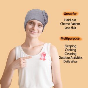 AIPESL 2 Pieces Cotton Chemo Turban Headwear, Soft Cancer Headwear Elastic Cancer Cap for Women with Hair Loss