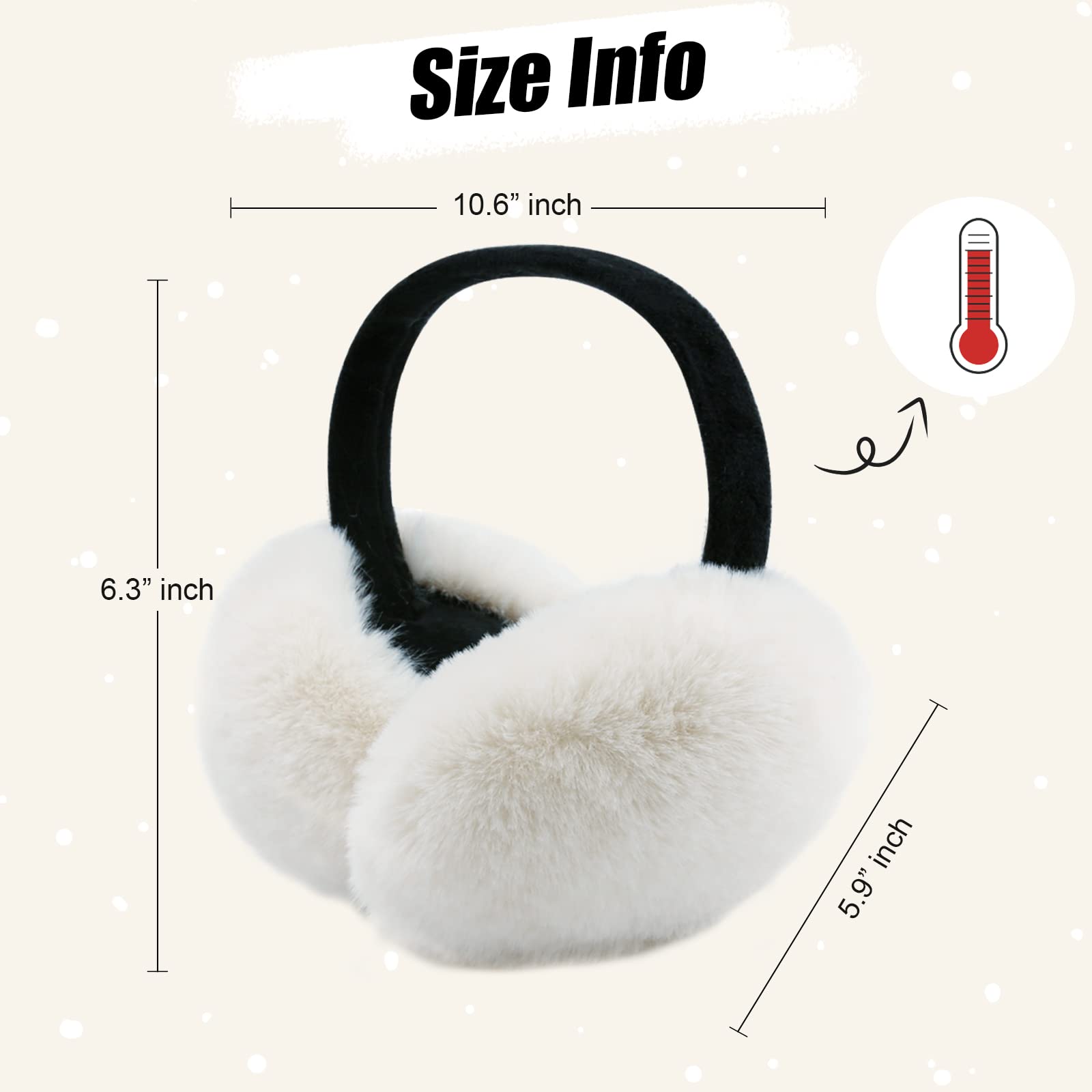 FSTEOE Women Winter Ear Muffs Foldable Girl Ear Warmer Fashion Furry Earmuff Soft Ear Cover Cold Weather (K-Khaki)