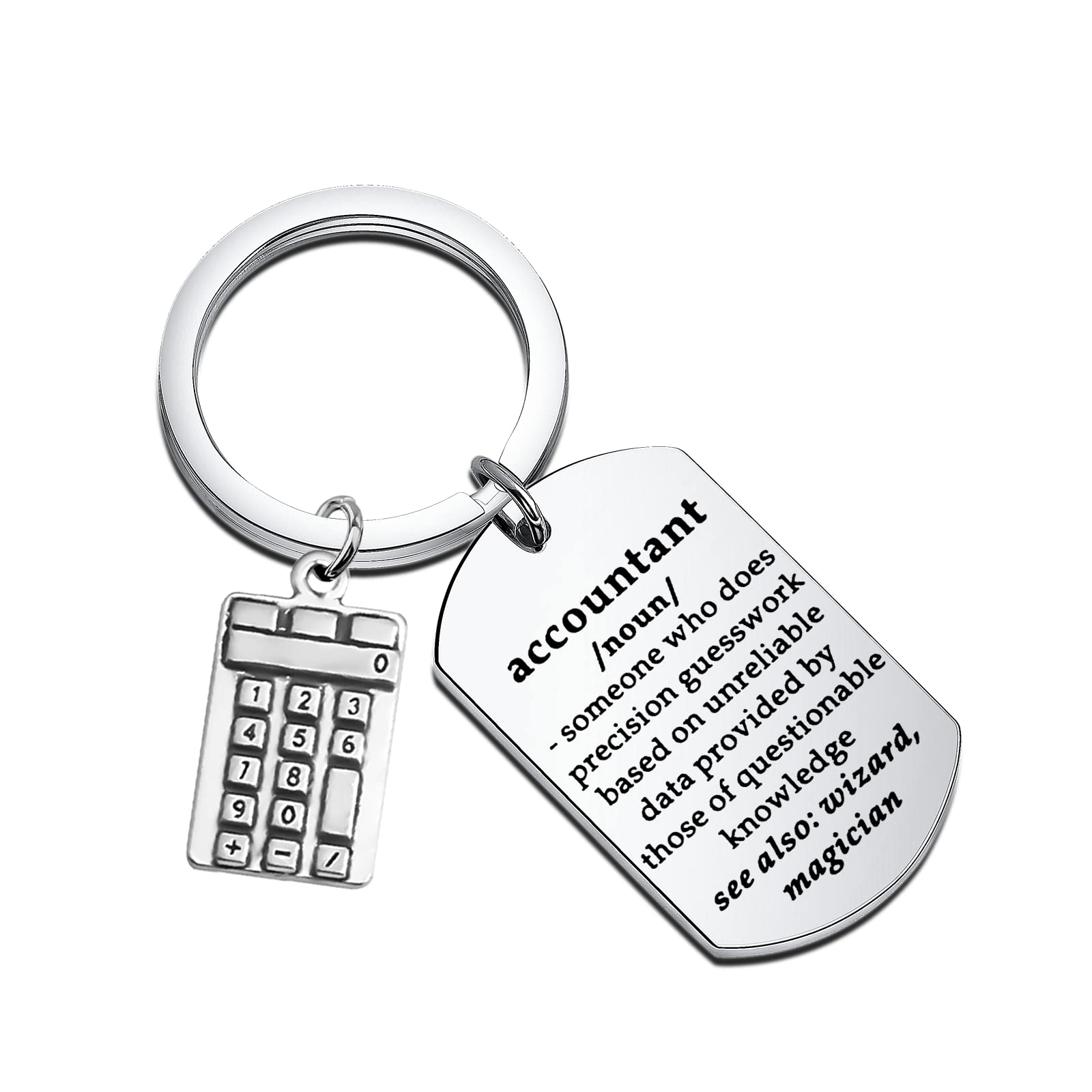 MAOFAED Stainless Steel Accountant Keychain - Perfect for Accountants' Birthday or Just Saying I Care