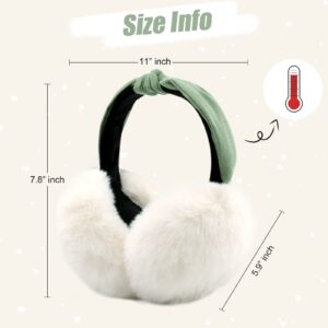 FSTEOE Women Winter Ear Muffs Foldable Girl Ear Warmer Fashion Furry Earmuff Soft Ear Cover Cold Weather (A-Khaki)