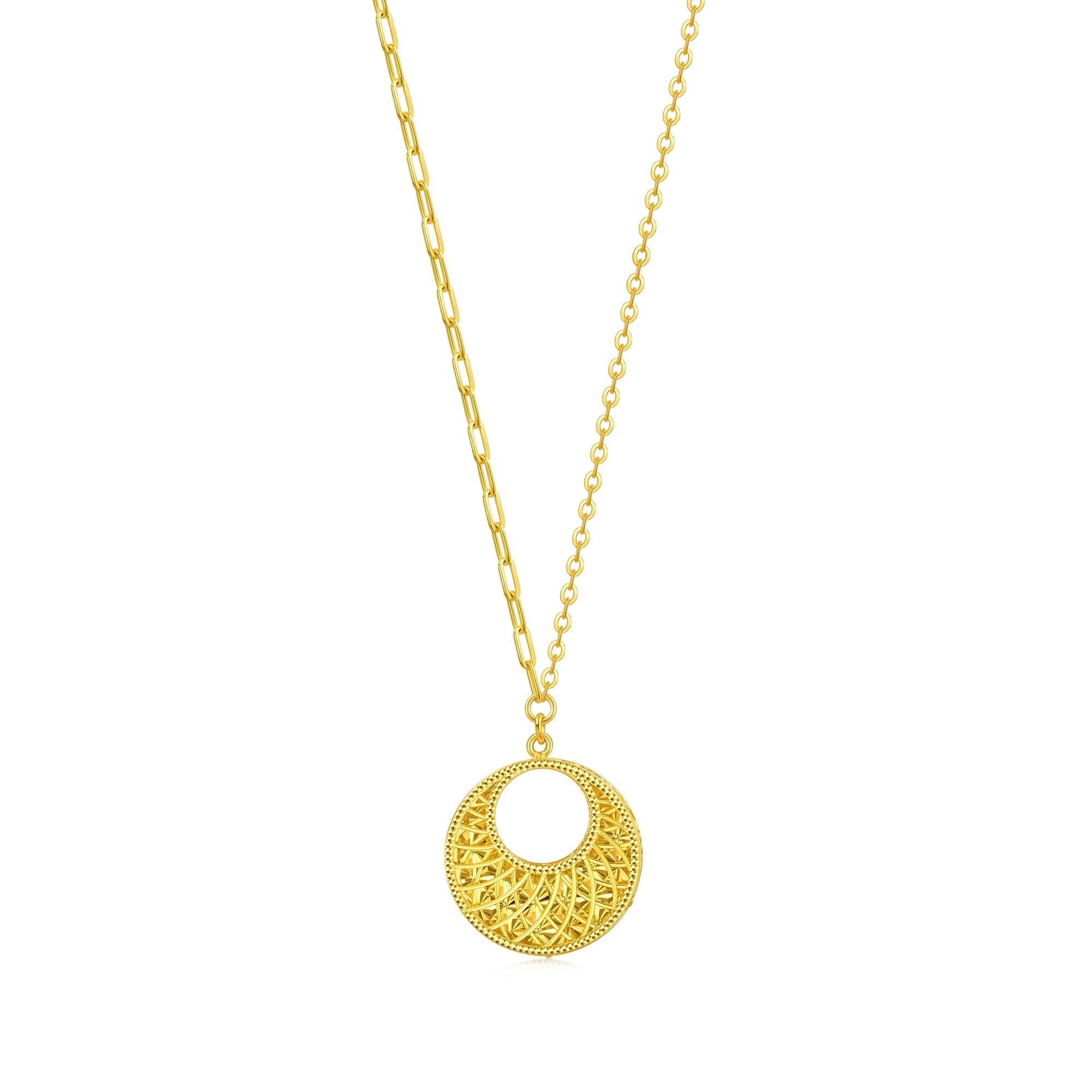 CHOW SANG SANG Dazzling Mirror Gold 999.9 24K Solid Gold Price-by-Weight Gold Round Circle Necklace for Women 93439N (Approx. 0.15tael (~5.61g), 18.5", (47 CM))