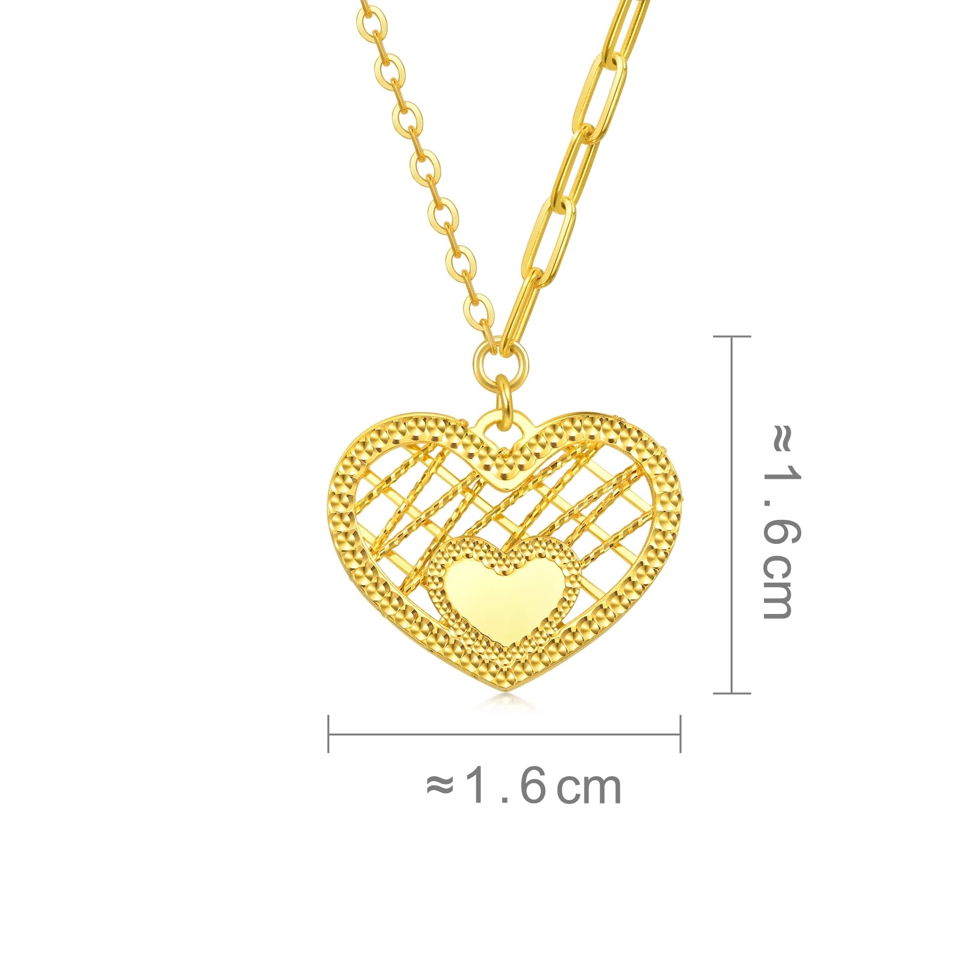 CHOW SANG SANG Dazzling Mirror Gold 999.9 24K Solid Gold Price-by-Weight Gold Double Heart Necklace for Women 93441N (Approx. 0.13tael (~4.86g), 18.5", (47 CM))