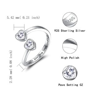 Sterling Silver Heart Cubic Zirconia Adjustable Ring Always Mother/ Daughter/ Sister Forever Friend Ring Supporting Jewelry Gifts for Mother Daughter Sister, 925 Sterling silver, Cubic Zirconia