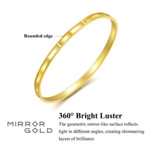 CHOW SANG SANG Dazzling Mirror Gold 999.9 24K Solid Gold Price-by-Weight Gold Rectangular Stackable Slip-On Bangle for Women 93362K (Approx. 0.45tael (~16.84g), 6 (Wrist Size:14-15 CM))