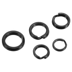 patikil fishing split rings, 1 set stainless steel flat wire snap rings tackle kit lure connector fishing tool accessories, black