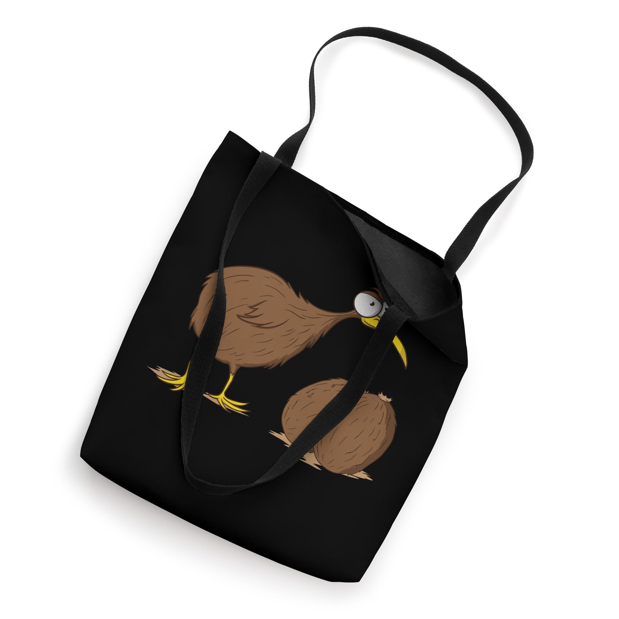 Crazy Kiwi Bird next to two Kiwi Fruits Tote Bag