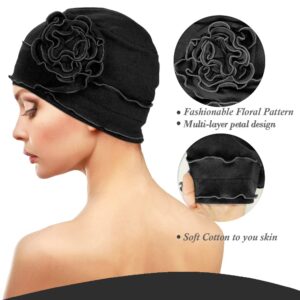 AIPESL 2 Pieces Cotton Chemo Turban Headwear, Soft Cancer Headwear Elastic Cancer Cap for Women with Hair Loss