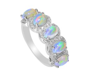 natural ethiopian fire opal cabochon ring 925 sterling silver october birthstone promise ring opal jewelry birthday gift for wife (sterling silver, 8.25 us)