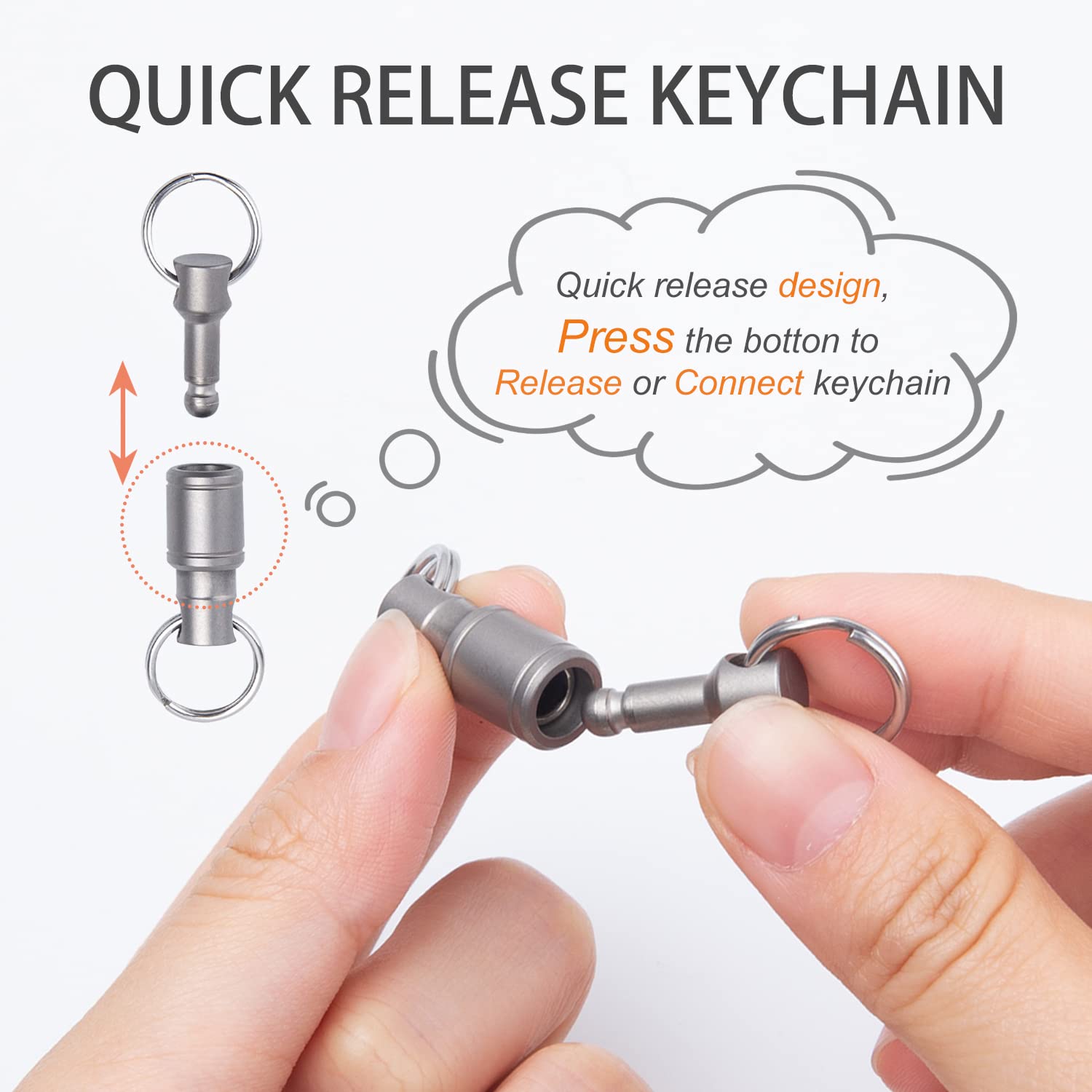 Autuveen Titanium Quick Release Keychain,Detachable Key Chain Carabiner Pull Apart Key Ring for Men Women,Keychain Accessorie for Purse Belt