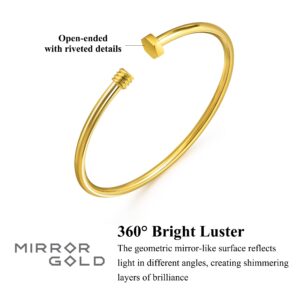 CHOW SANG SANG Dazzling Mirror Gold 999.9 24K Solid Gold Price-by-Weight Gold Simple Screw Polished-Finished Stacklable Cuff Bangle for Women 93371K