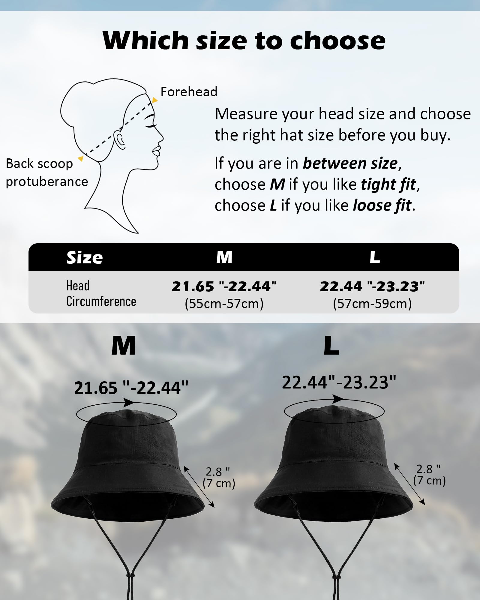 Womens Waterproof Bucket Sun Hat UPF 50+ Outdoor Beach Boonie Floppy Rain Hat for Men Fishing Hiking Safari Cap with Strings