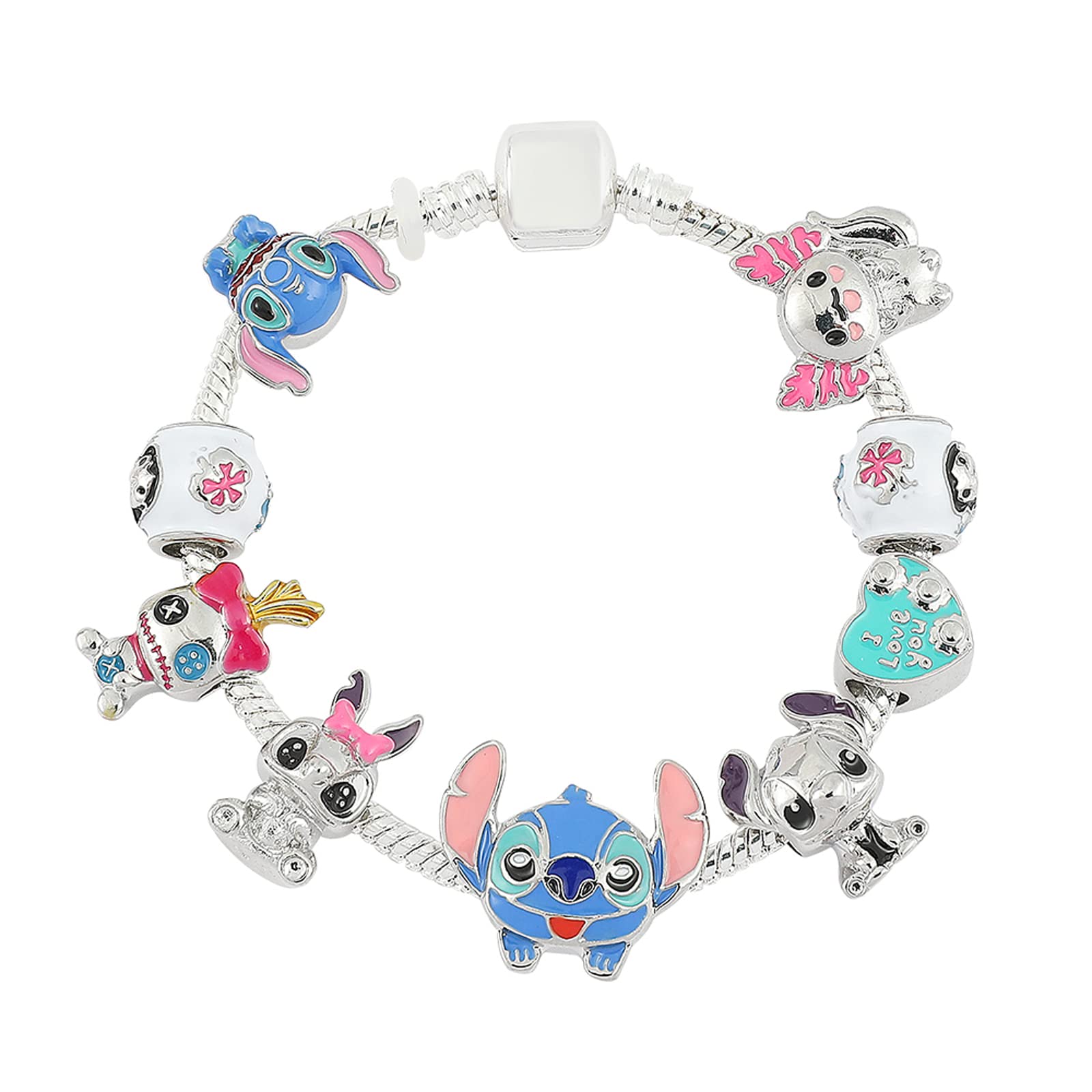 Ohana Means Family Stitch Bracelet - Charms Gift Ohana Jewelry for Women Boys Girls Stitch Lover (7.48in)