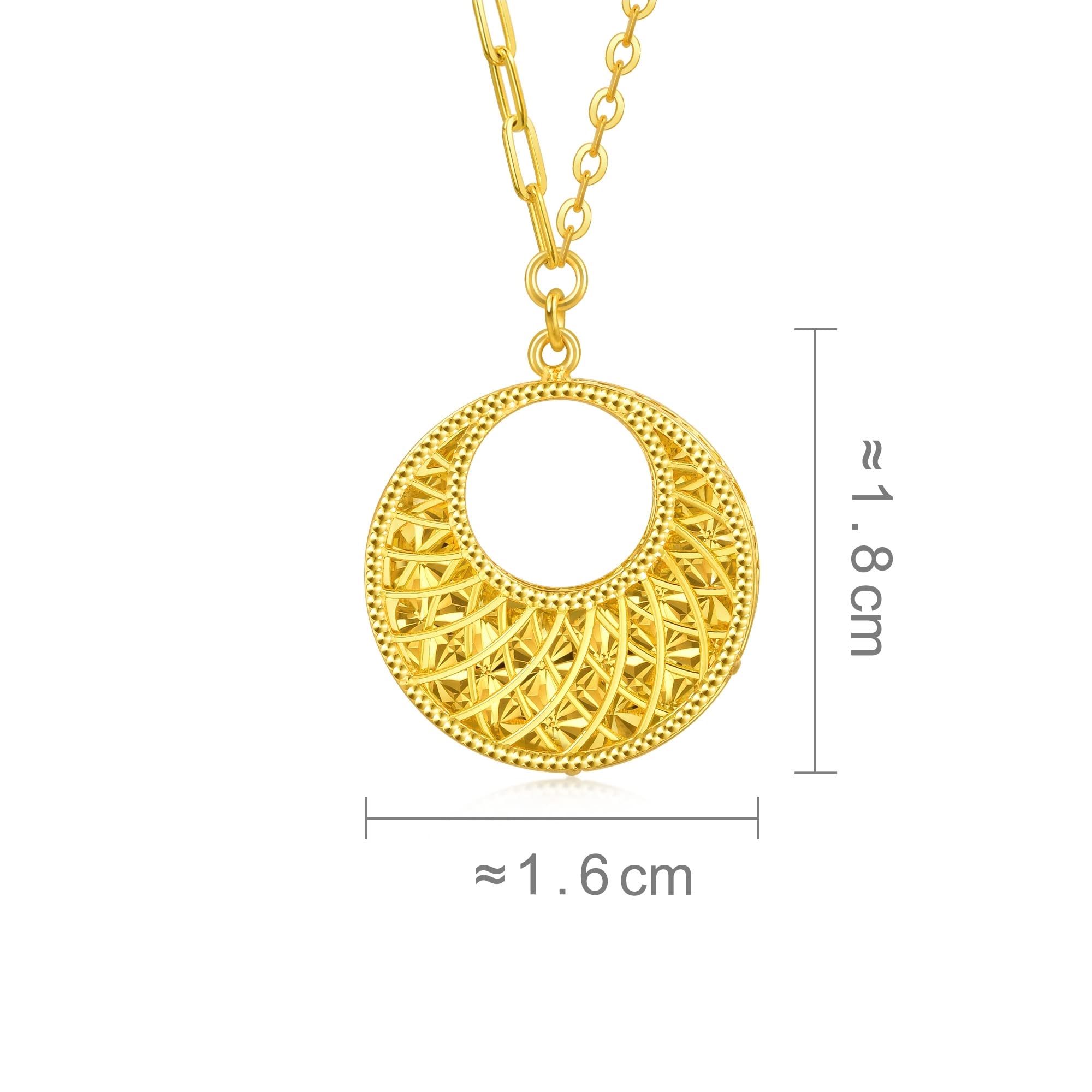 CHOW SANG SANG Dazzling Mirror Gold 999.9 24K Solid Gold Price-by-Weight Gold Round Circle Necklace for Women 93439N (Approx. 0.15tael (~5.61g), 18.5", (47 CM))