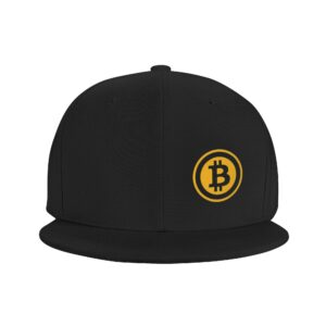 cozymoon Bitcoin Snapback Flat Baseball Cap Men's Adjustable Black Brim Trucker Dad Gift Husband Boyfriend Boyfriend