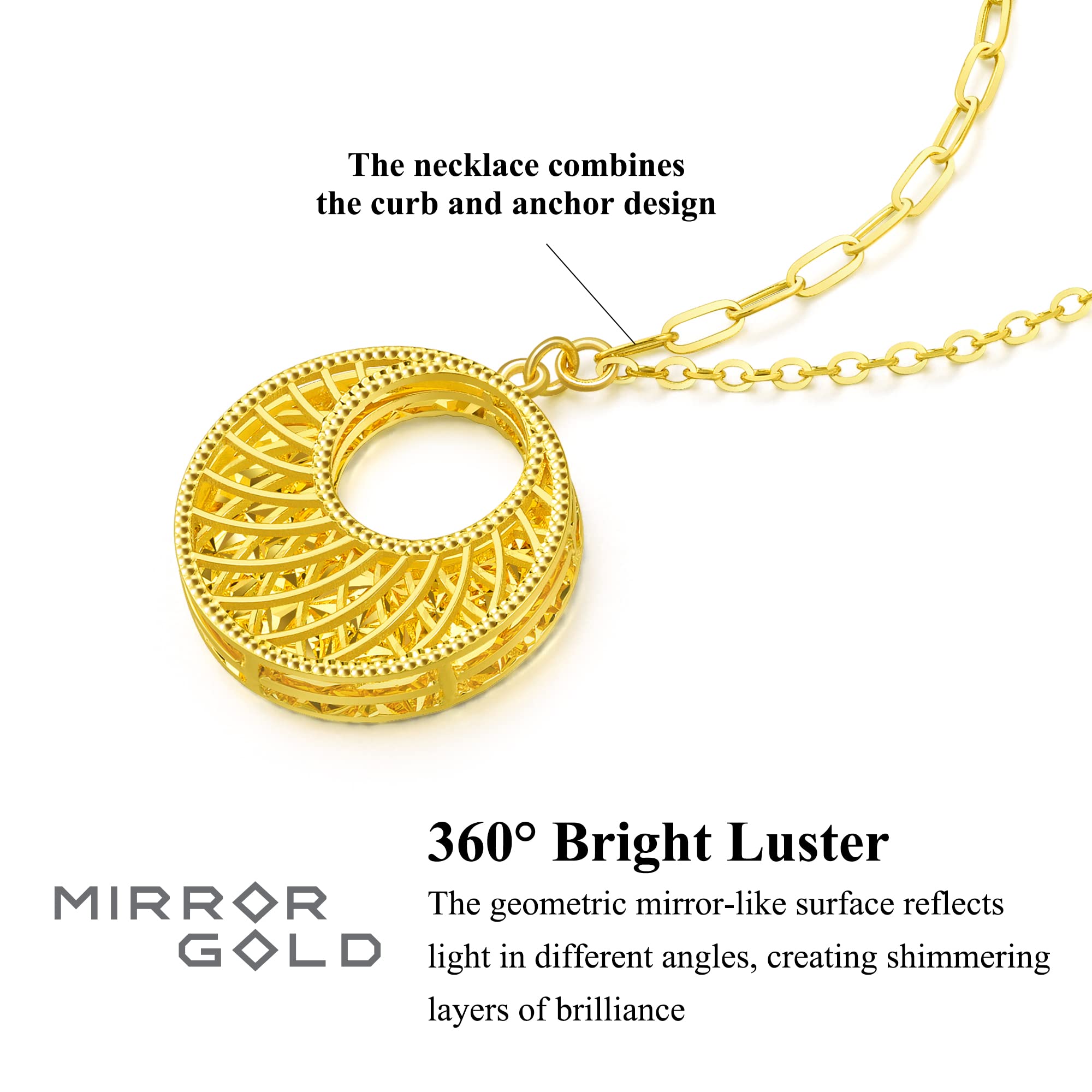 CHOW SANG SANG Dazzling Mirror Gold 999.9 24K Solid Gold Price-by-Weight Gold Round Circle Necklace for Women 93439N (Approx. 0.15tael (~5.61g), 18.5", (47 CM))