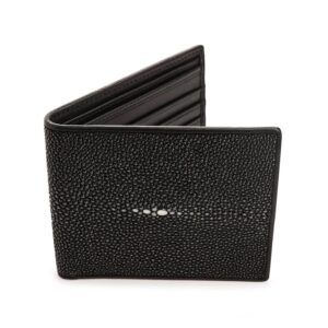 black polished stingray wallet medium