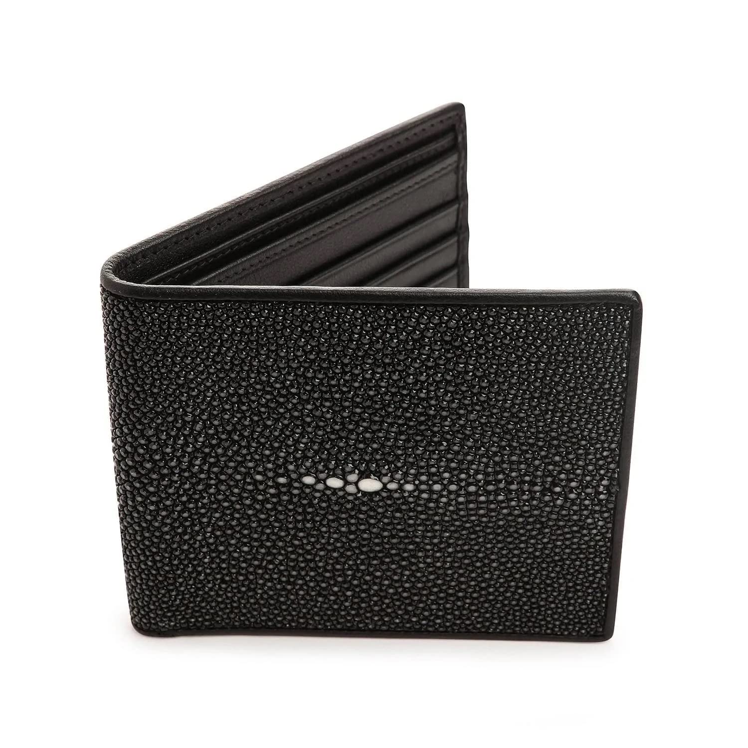 Black Polished Stingray Wallet Medium