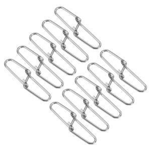 patikil duo-lock snaps, 100 pack 88lbs stainless swivel slid rings fishing tackle kit for saltwater freshwater, silver