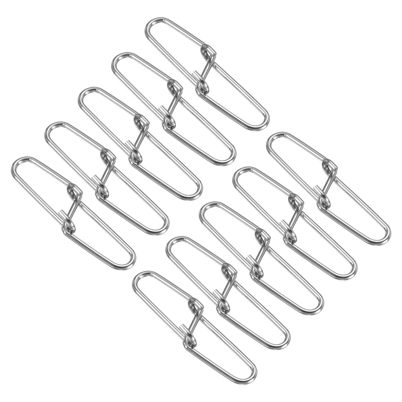 PATIKIL Duo-Lock Snaps, 100 Pack 88LBS Stainless Swivel Slid Rings Fishing Tackle Kit for Saltwater Freshwater, Silver