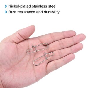 PATIKIL Fishing Snaps, 200 Pack 188LBS Stainless Swivel Tackle Kit Fishing Clips Lure for Saltwater Freshwater, Silver