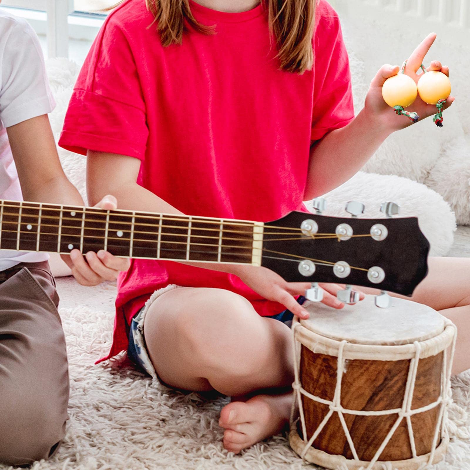 TOOYFUL Rhythmic Ball,Music Egg Shaker Double Gourd Percussion,Kashaka Instrument,Musical Fingertip Ball Drum Ball,African Shaker Rattle