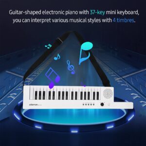 PENCHEN Guitar Electronic Piano with Mini Keyboard 37-Key Electronic Keyboard Piano Rechargeable Children' s Piano